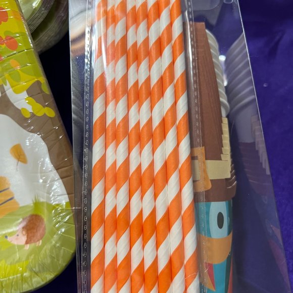 New 📌 64 Pieces Party Set Square Dinner Plates, Cups, Straws, Plastic Drinkware - Picture 7 of 9